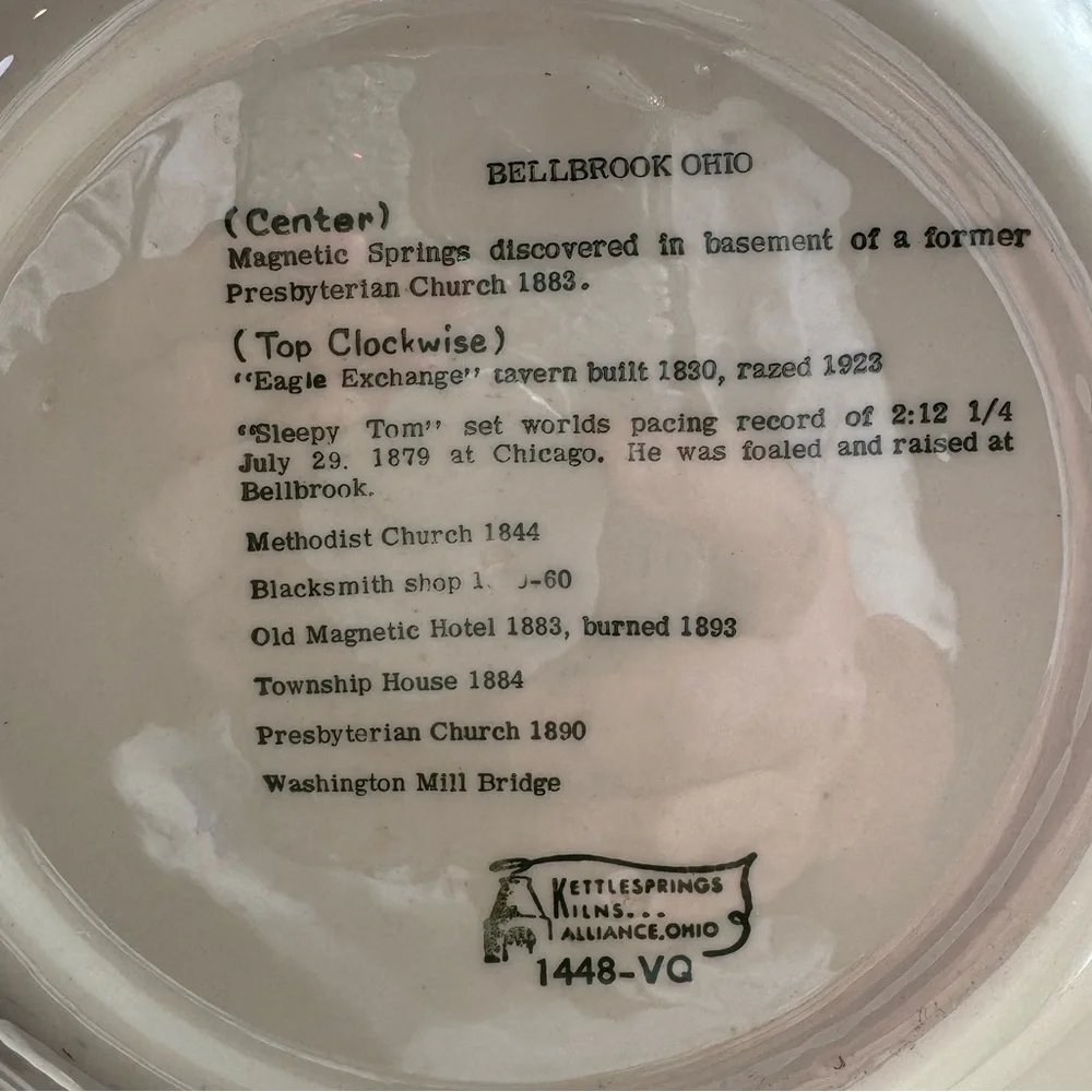 Bellbrook Ohio Vintage Commemorative Plate - Blue and White